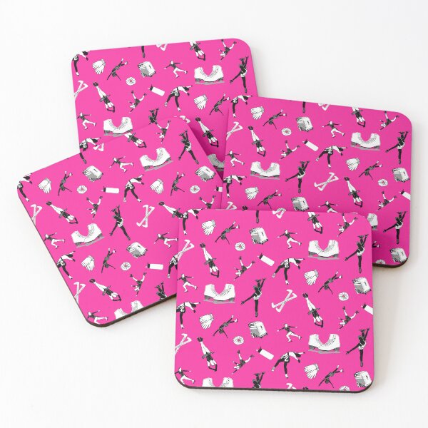 Artikelvorschau, Eiskunstlauf-Silhouetten und Accessoires für Frauen auf leuchtendem Pink entworfen und verkauft von Purposely Designed.