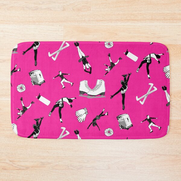 Item preview, Figure Skating Female Silhouettes and Accessories on Bright Pink  designed and sold by Purposely Designed.