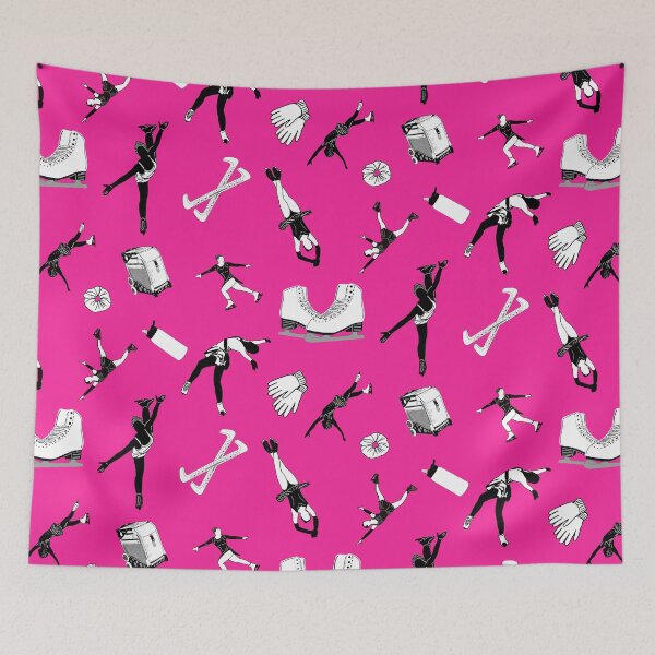 Item preview, Figure Skating Female Silhouettes and Accessories on Bright Pink  designed and sold by PD-Skating.