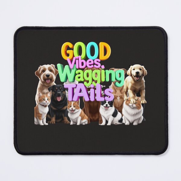 Item preview, GOOD VIBES, WAGGING TAILS T-SHIRT – The Perfect Pet Lover's Tee! designed and sold by Mikel-empire.