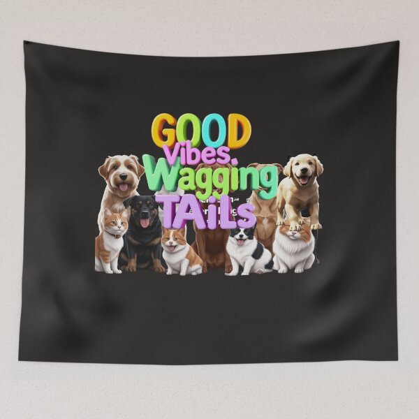 Item preview, GOOD VIBES, WAGGING TAILS T-SHIRT – The Perfect Pet Lover's Tee! designed and sold by Mikel-empire.