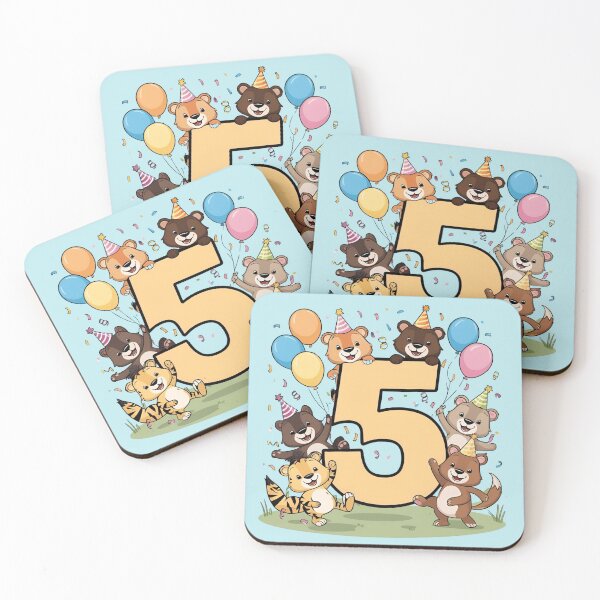 Item preview, 5th Birthday Party with Cute Animals – Number Five Celebration Artwork designed and sold by PromptYou.