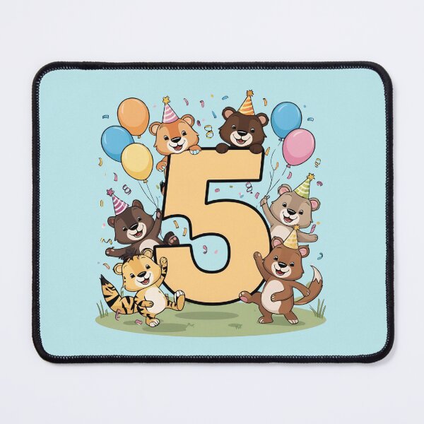 Item preview, 5th Birthday Party with Cute Animals – Number Five Celebration Artwork designed and sold by PromptYou.