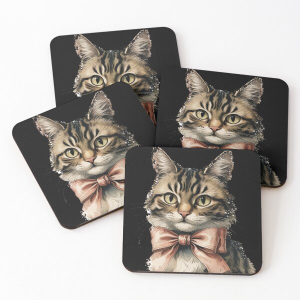 Item preview, Vintage Tabby Cat Portrait with Elegant Bow Tie designed and sold by Koloraist.