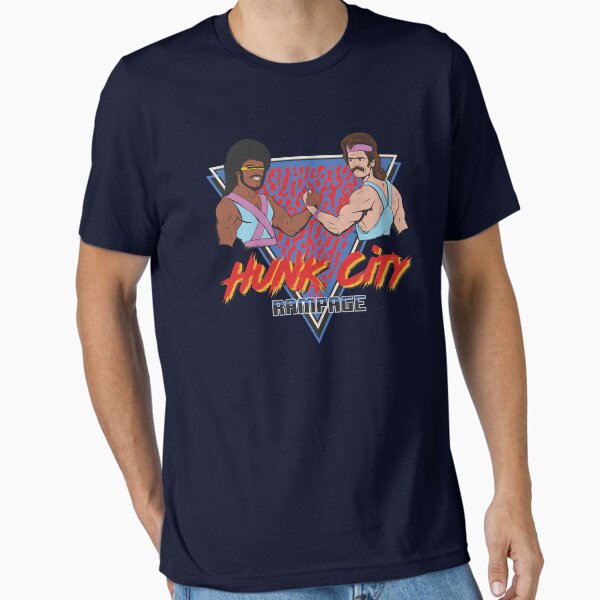 Vista previa del artículo con la obra «Hunk City Rampage - Camisa de Garrett Garrison», diseñado y vendido por PotatoGear.