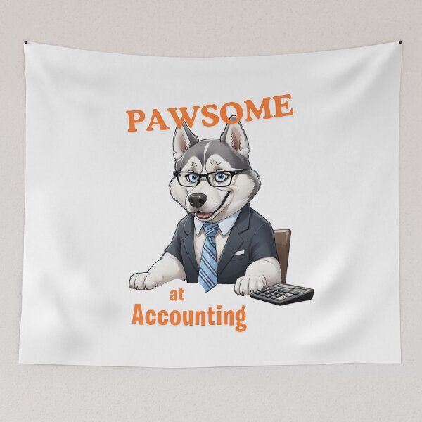 Item preview, Funny Husky Dog Accountant Cartoon Design – Cute Pet and Owner Artwork – Accountant Gift – Humorous Pet Parent Gifts designed and sold by KoraTalks.