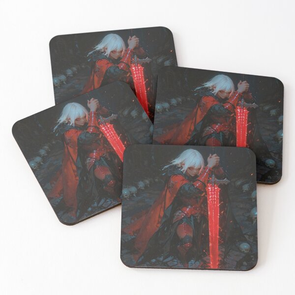 Item preview, Red Rune Knight – Gothic Anime Fantasy Landscape Wall Art (Digital Download) – (Printable or Digital Use) 4K Desktop Wallpaper designed and sold by embermagna.