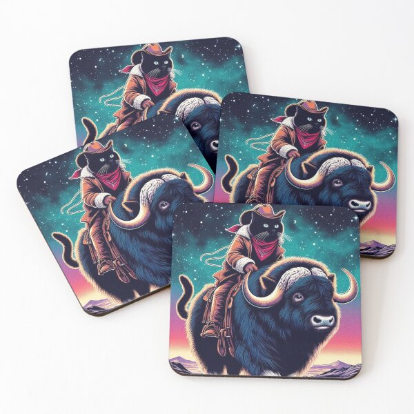 Item preview, Musk ox and black cowboy cat designed and sold by Dogandesighn.