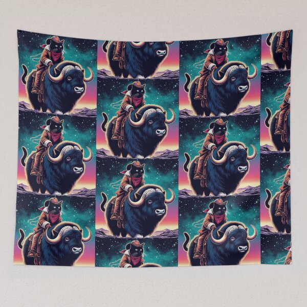 Item preview, Musk ox and black cowboy cat designed and sold by Dogandesighn.
