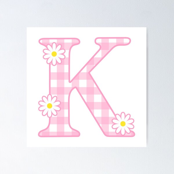 Item preview, Pink Gingham Monogram K with Daisies designed and sold by TheMonogramShop.