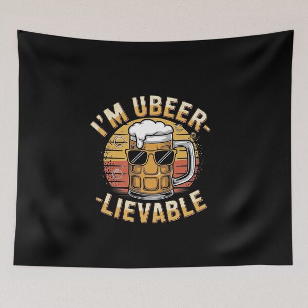 Item preview, Funny Beer Mug Pun Design – I’m Ubeerlievable Retro Style designed and sold by love3617.