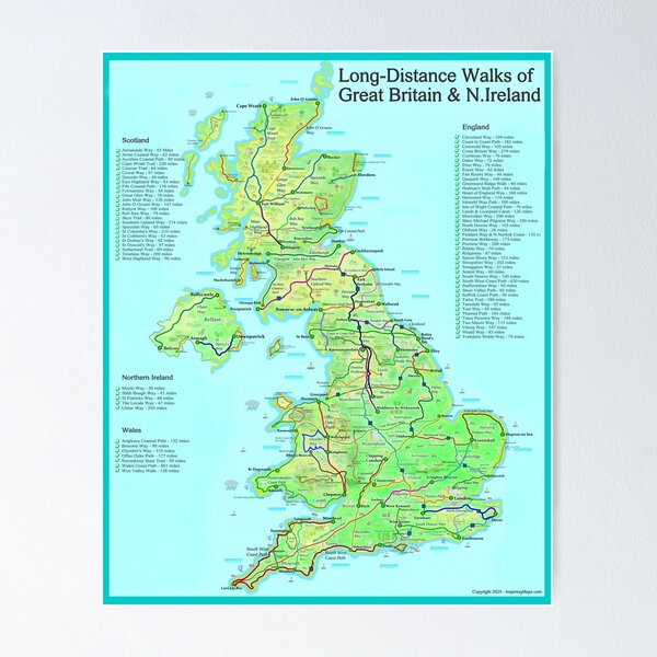 Item preview, Long-Distance Walks of Great Britain and Northern Ireland designed and sold by Inspiring Maps.