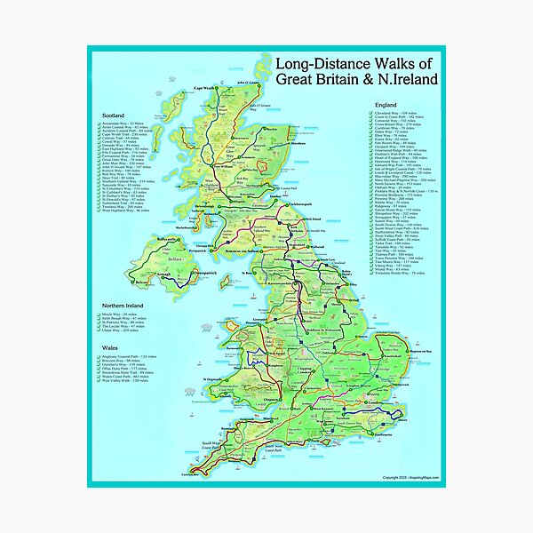 Item preview, Long-Distance Walks of Great Britain and Northern Ireland designed and sold by Inspiring Maps.