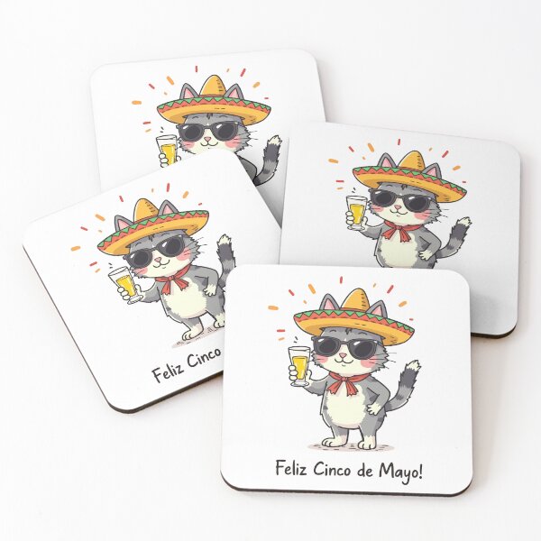 Item preview, Meow & Cheers – Fiesta Cat with Beer designed and sold by BlindCatCreative.