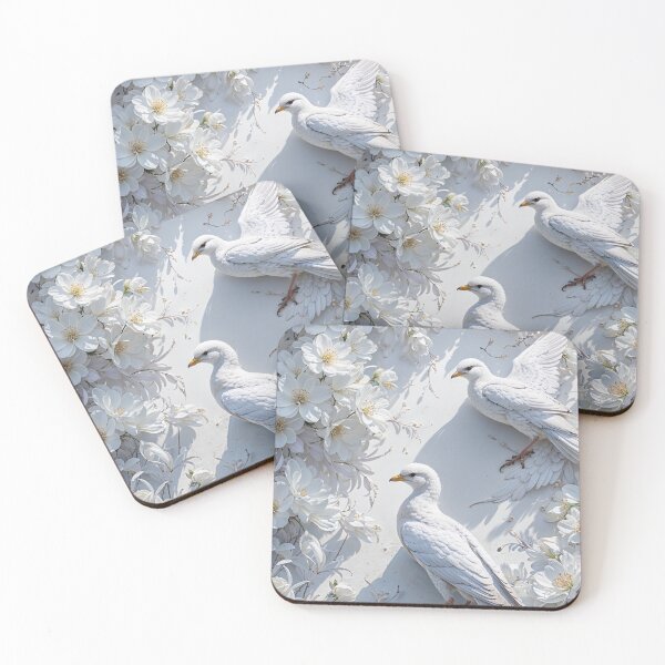 Item preview, Serenity in White: Doves and Flowers designed and sold by Jill's Closet.