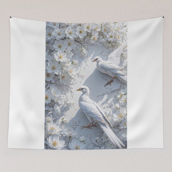 Item preview, Serenity in White: Doves and Flowers designed and sold by Jill's Closet.