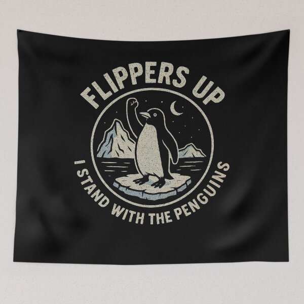 Item preview, Flippers Up I Stand With The Penguins Funny Anti Trump Against Tariffs designed and sold by Galactic-Sketch.