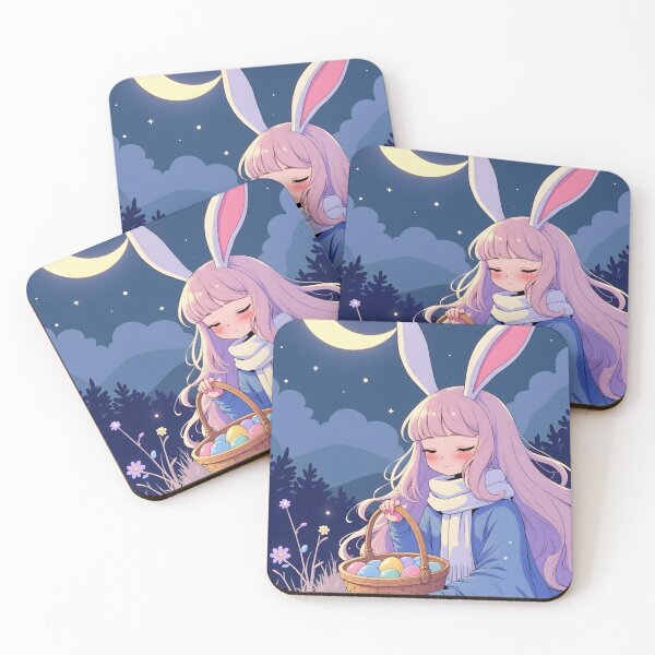Item preview, Anime Bunny Girl with Easter Eggs – Soft Pastel Aesthetic designed and sold by artiviohub.
