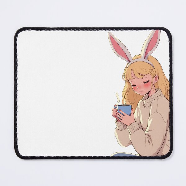 Item preview, Cozy Anime Bunny Girl with Coffee – Soft Aesthetic Illustration designed and sold by artiviohub.