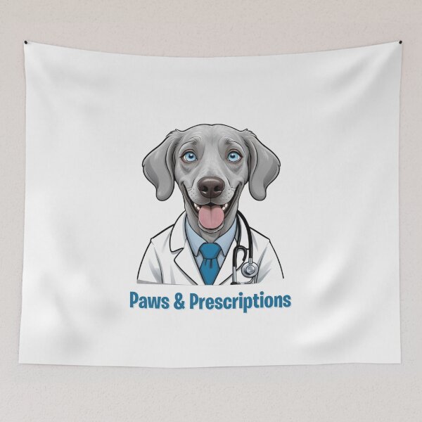 Item preview, Doctor Cartoon with Weimaraner Dog Design – Funny and Unique Dog and Owner Artwork - Doctor Gift - Pet Humor  designed and sold by KoraTalks.
