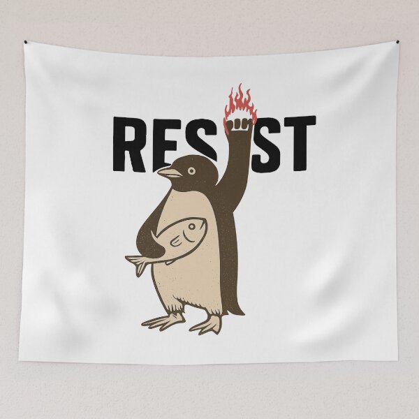 Item preview, Penguins Against Tariffs FDT Anti Trump designed and sold by Galactic-Sketch.