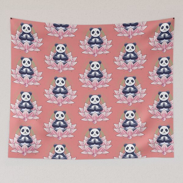 Item preview, Meditating panda on lotus flower designed and sold by Kisho.