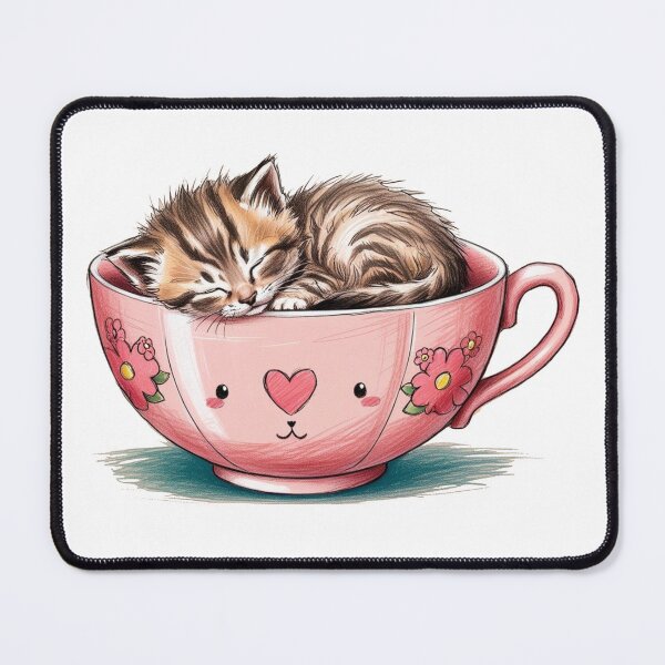Item preview, Cat Sleeping in a Mug designed and sold by PinkiPop Studio.