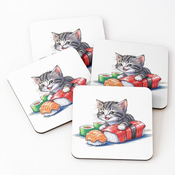 Item preview, Cat on Sushi designed and sold by PinkiPop Studio.