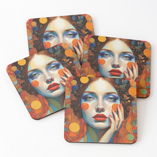 Item preview, A beautiful woman portrait painting inspired by Gustav Klimt designed and sold by Vintage Designs +.