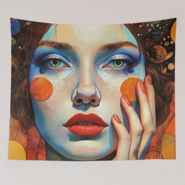 Item preview, A beautiful woman portrait painting inspired by Gustav Klimt designed and sold by Vintage Designs +.