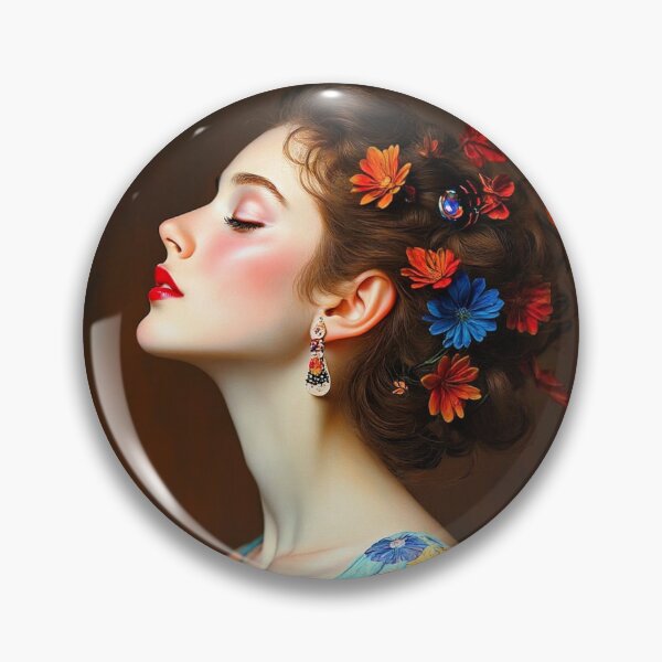 Item preview,  A beautiful woman portrait painting inspired by Gustav Klimt designed and sold by Vintage Designs +.