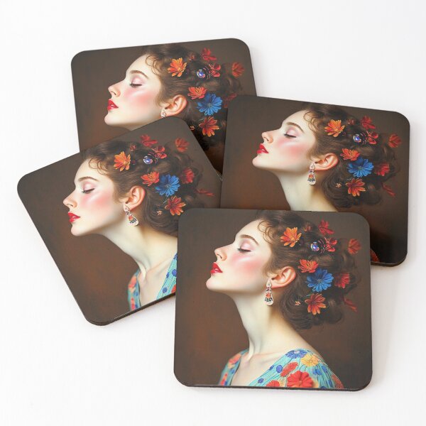 Item preview,  A beautiful woman portrait painting inspired by Gustav Klimt designed and sold by Vintage Designs +.