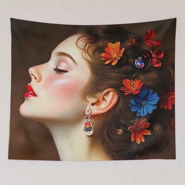 Item preview,  A beautiful woman portrait painting inspired by Gustav Klimt designed and sold by Vintage Designs +.