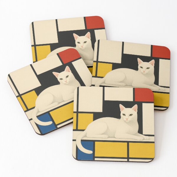 Item preview, Mondrian Muse - Russian White in Neoplastic Harmony designed and sold by LesChatsArt.