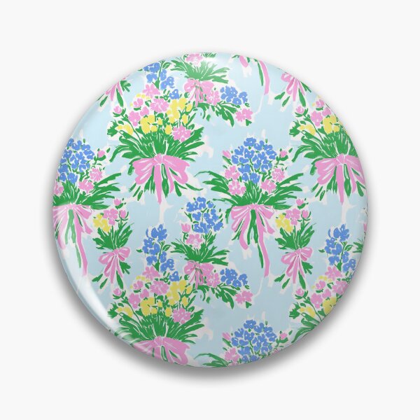 Artikelvorschau, Grandmillennial Frühlingsblumen und rosa Schleifen entworfen und verkauft von SophieClimaArt.