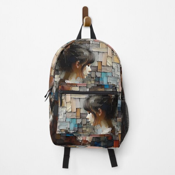 Item preview, Abstract Woman with Phone Digital Painting – Modern Mosaic Brushstroke Art designed and sold by VinBasis.