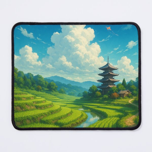 Item preview, Summer Fields of Japan – Terraced Rice Paddies and Blue Skies designed and sold by NihonKamonScape.