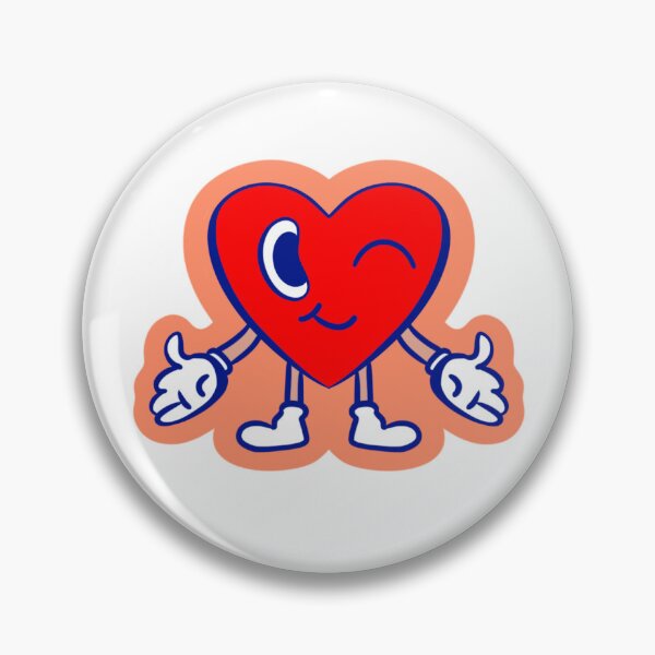 Item preview, rubber hose heart smiley designed and sold by Elies Illustrations.