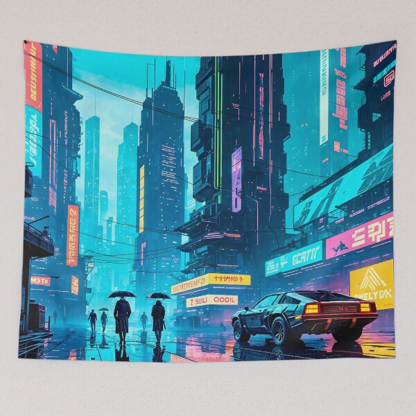 Item preview, Cyberpunk Rainy Cityscape designed and sold by Ink Art Design.