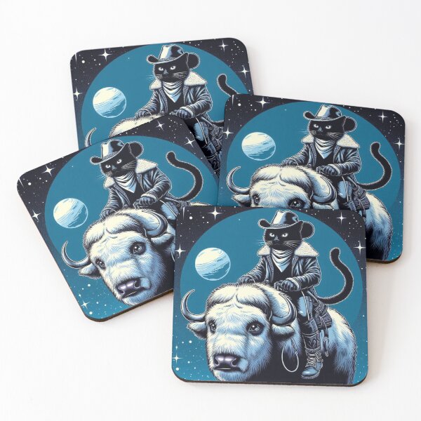 Item preview, Musk ox and cowboy black cat at space  designed and sold by Dogandesighn.