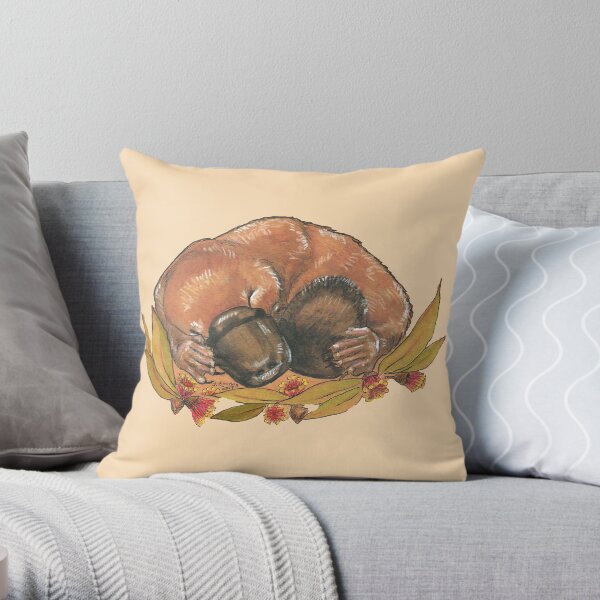 Sleepy platypus Throw Pillow