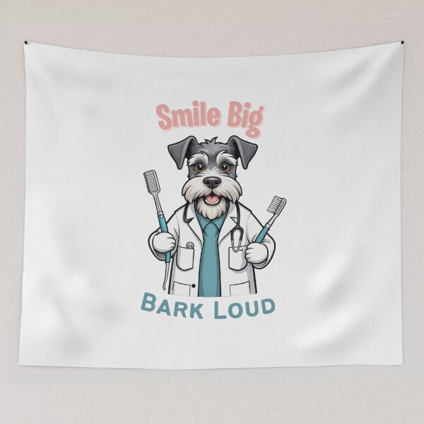 Item preview, Funny Schnauzer Dog Dentist Cartoon Design – Cute Pet and Owner Artwork – Dentist Gift – Humorous Pet Parent Gifts designed and sold by KoraTalks.