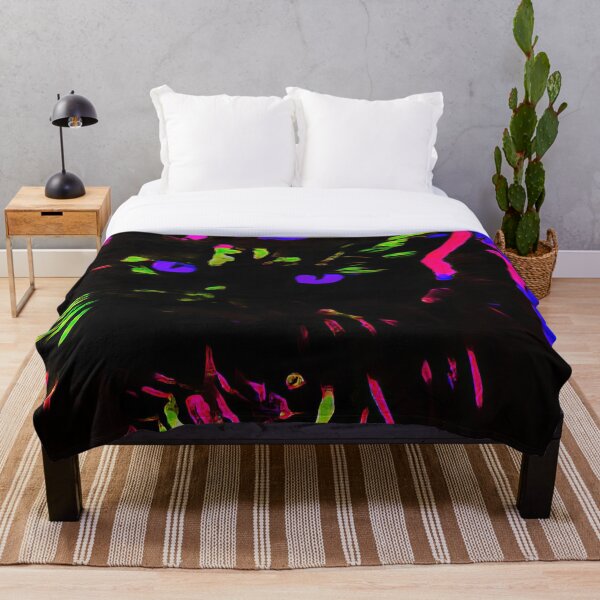 Item preview, Neon Black Cat with Glowing Eyes – Psychedelic Art designed and sold by CASturgill.