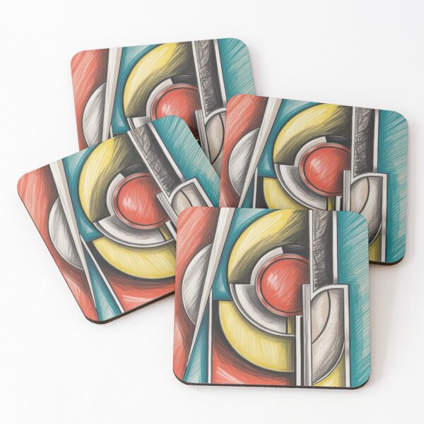 Item preview, Retro Art Deco Sketch with Bold Primary Colors and Geometric Shapes designed and sold by Harmonic_Layers.