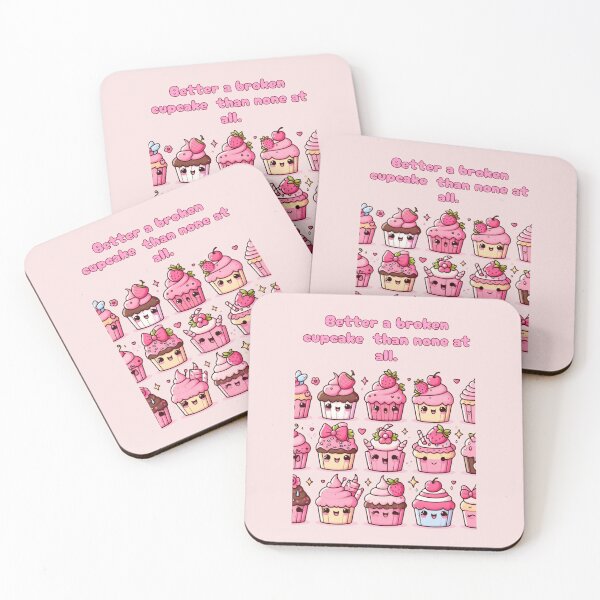Item preview, Kawaii pink food design, Better a broken cupcake than none at all designed and sold by Coolparrotgirl.