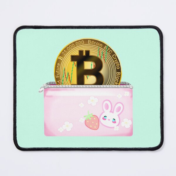 Item preview, Bitcoin symbol, Bitcoin money symbol, Bitcoin sign, Bitcoin in a pink wallet with cute bunny, white flowers and strawberry designed and sold by katecheerycake.