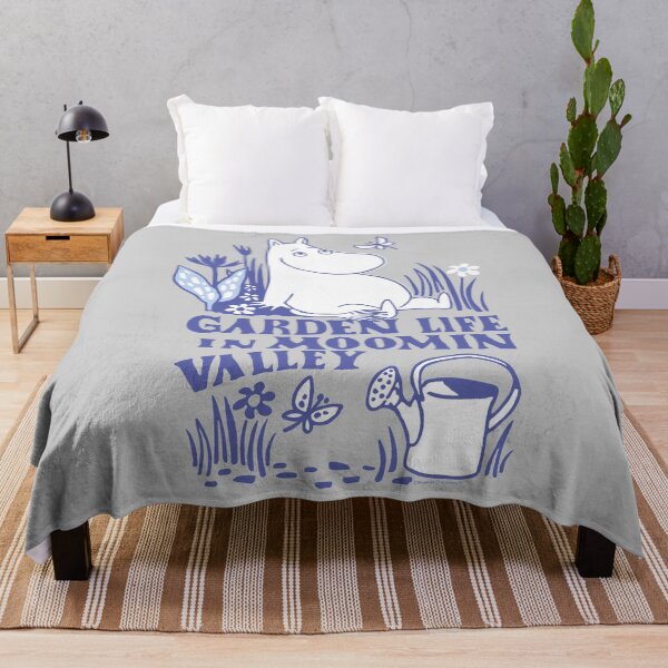 Item preview, Moomin Garden Life Nature Scene Blue Print designed and sold by MoominStore.