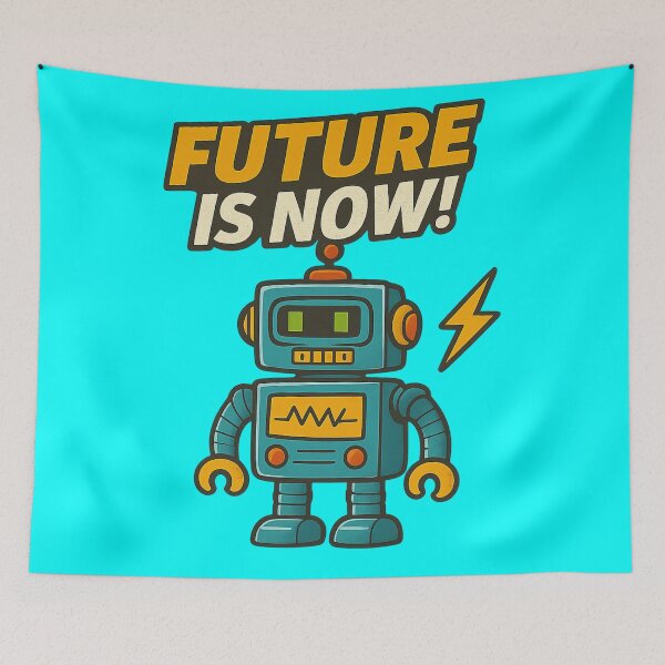 Item preview, Cartoon Robot – “Future Is Now” Tech-Inspired Cute Bot Design designed and sold by BestDetailer.