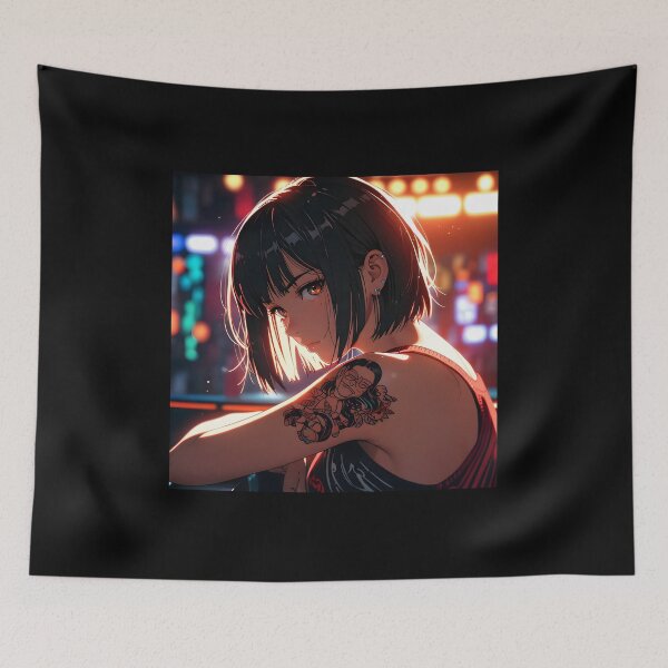 Item preview, Copia de Copia de Copia de Japanese manga girl with tattoos, 80s, red bikini. designed and sold by EpicMerchRealm.