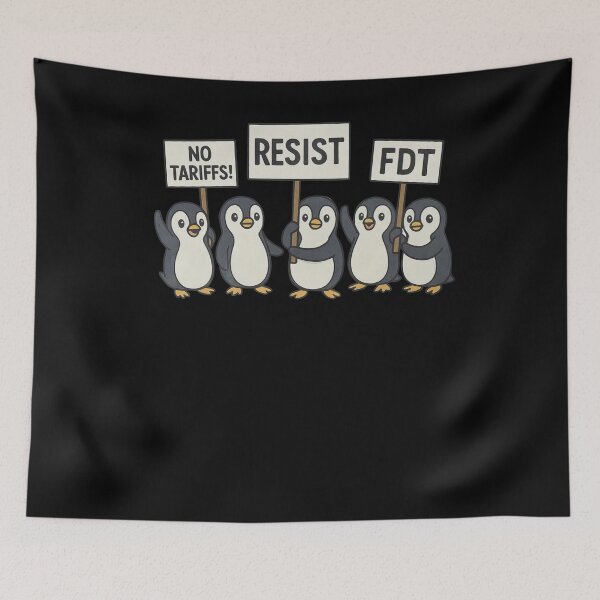 Item preview, Penguins Against Tariffs Resist FDT Anti Trump Funny designed and sold by Filek-mable.